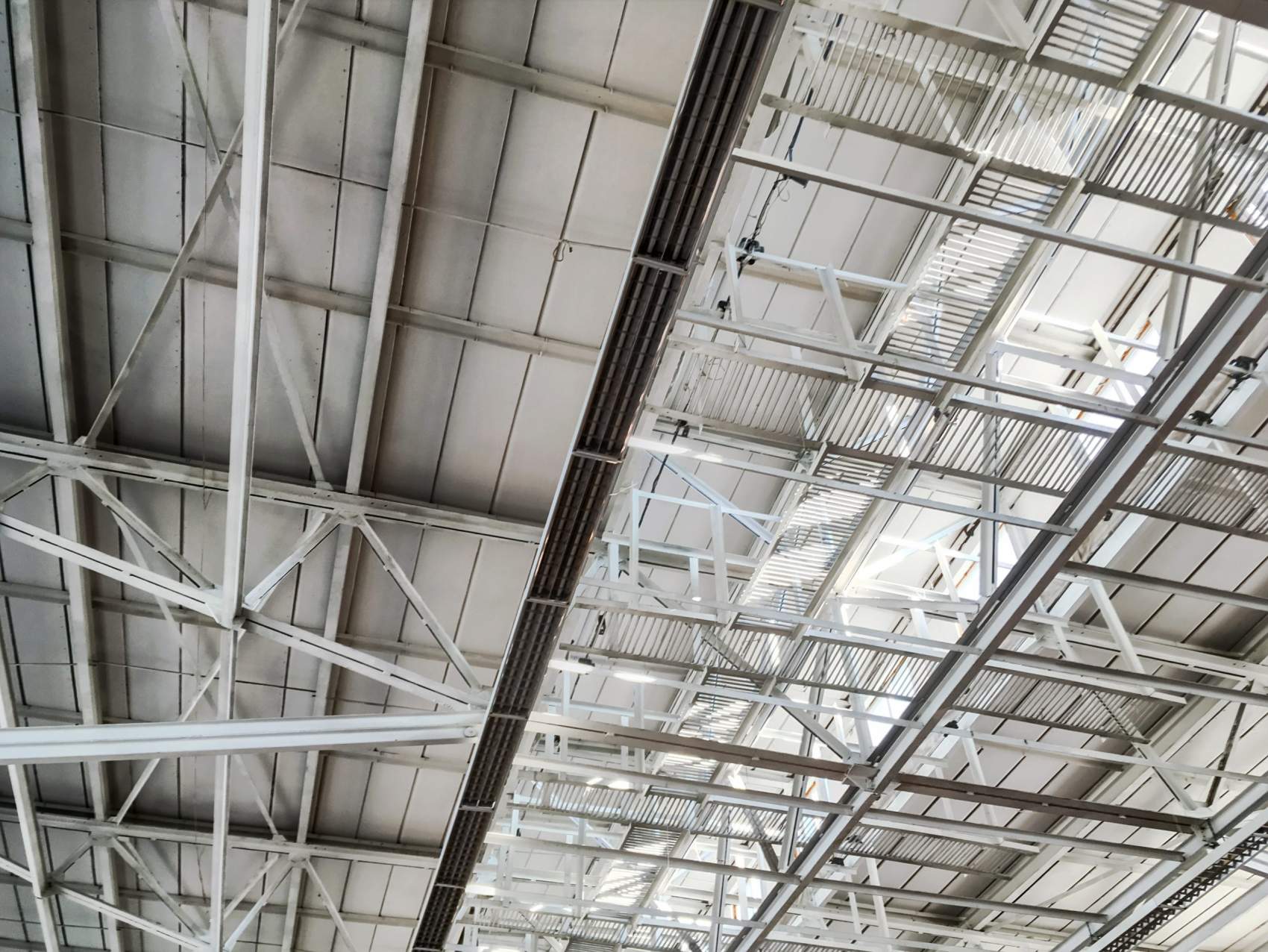 metal roof interiors structure of modern industrial building