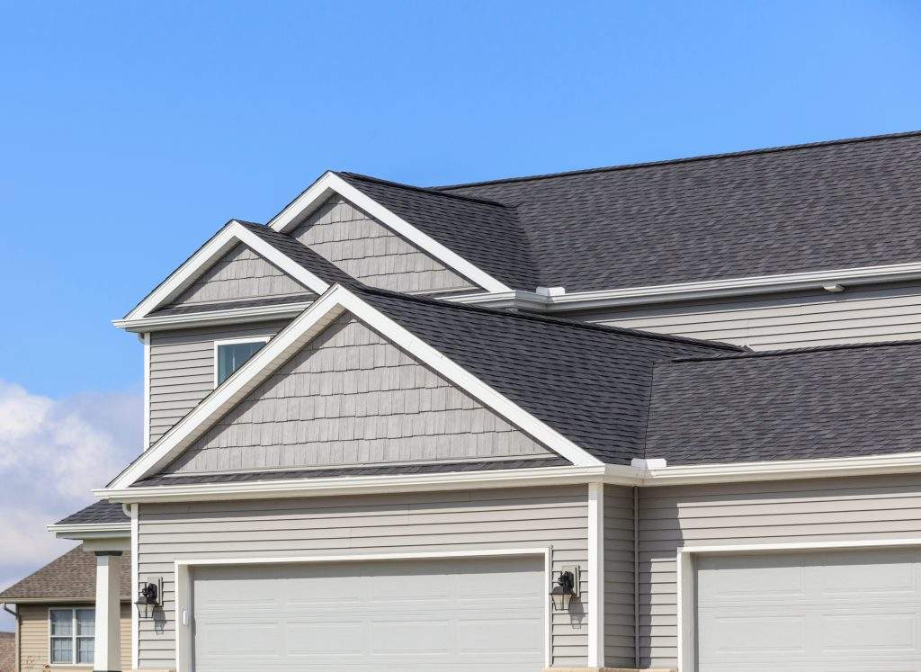Roof, siding, gutters on a new home