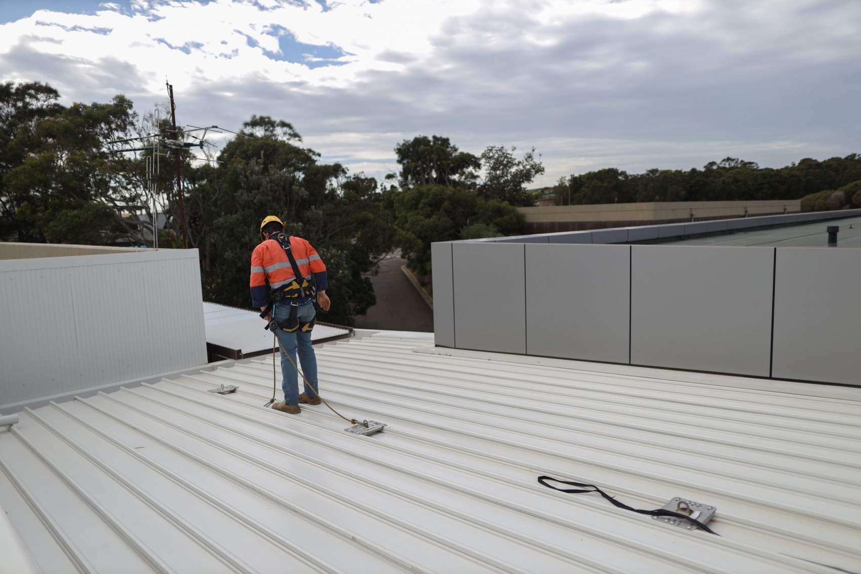 Trained competent industrial construction worker wearing safety
