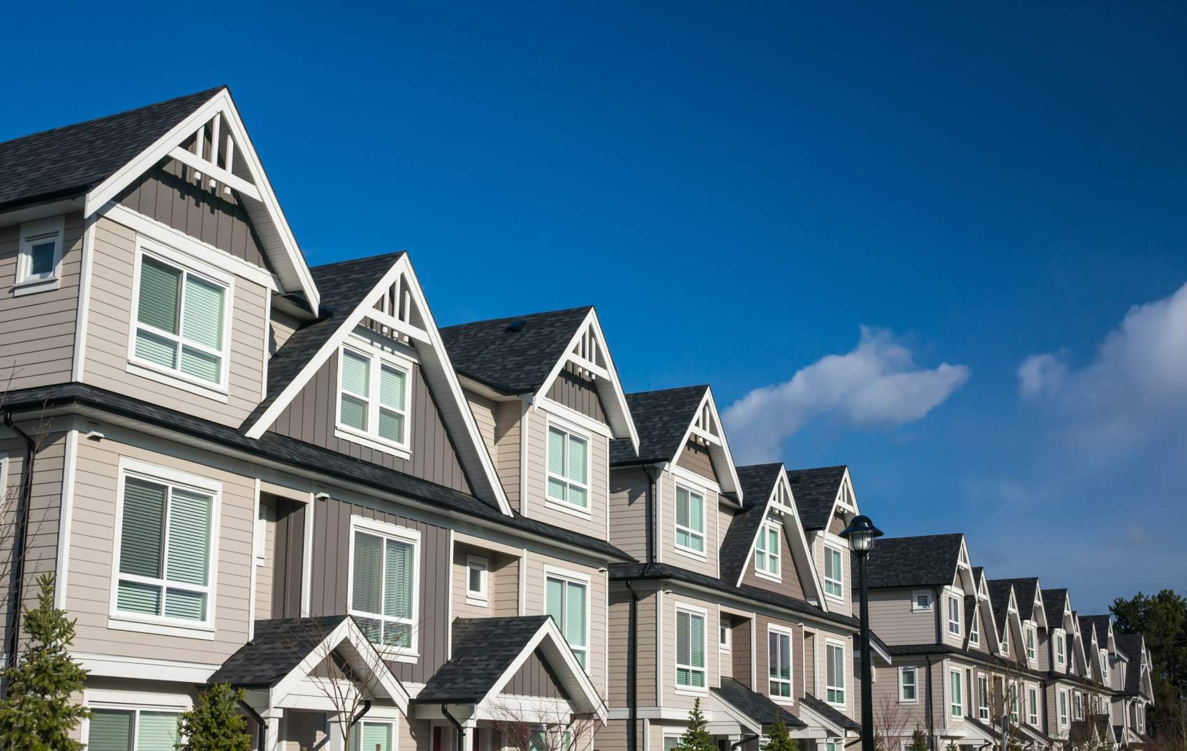 Modern apartment buildings in Richmond, British Columbia, Canada.