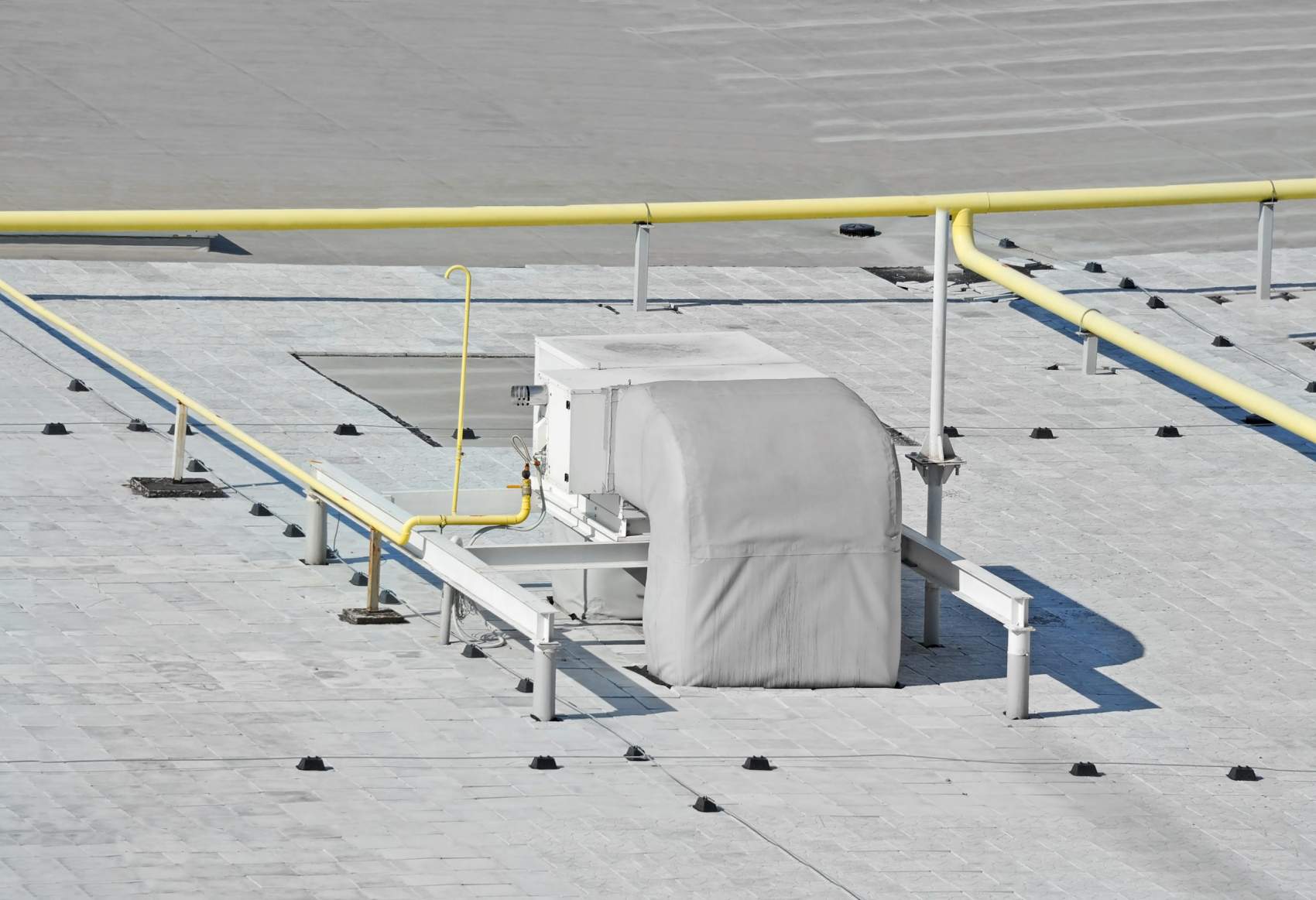 Industrial air conditioning and ventilation systems on a roof